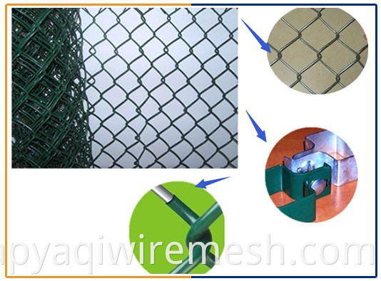 9ゲージステンレス鋼 / PVCコーティング亜鉛メッキチェーンリンクフェンス